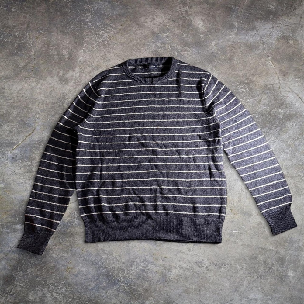J.Crew Jeans Womens Large Navy Blue White Striped Sweater Nautical Crew Neck